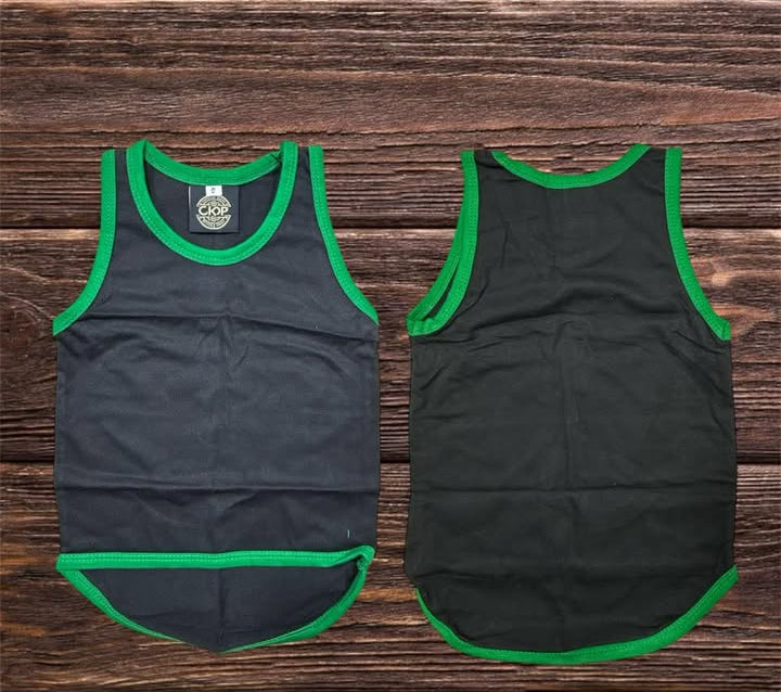 Black - Green Trim Shearing Singlet