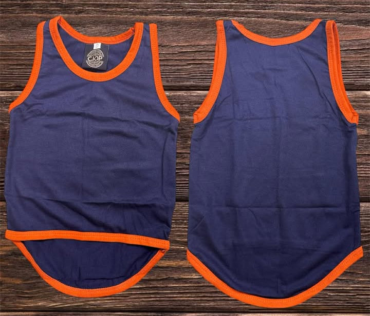 Navy - Orange Trim Shearing Singlet