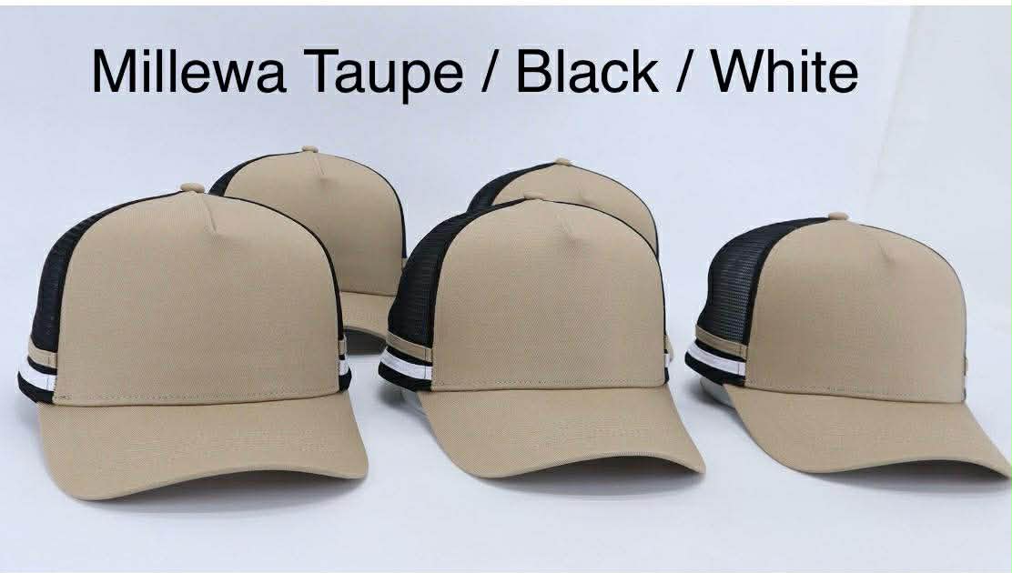 Millewa Taupe Black White Truckers Cap