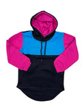 Black Teal Pink Long Tail Hoodie No Zip