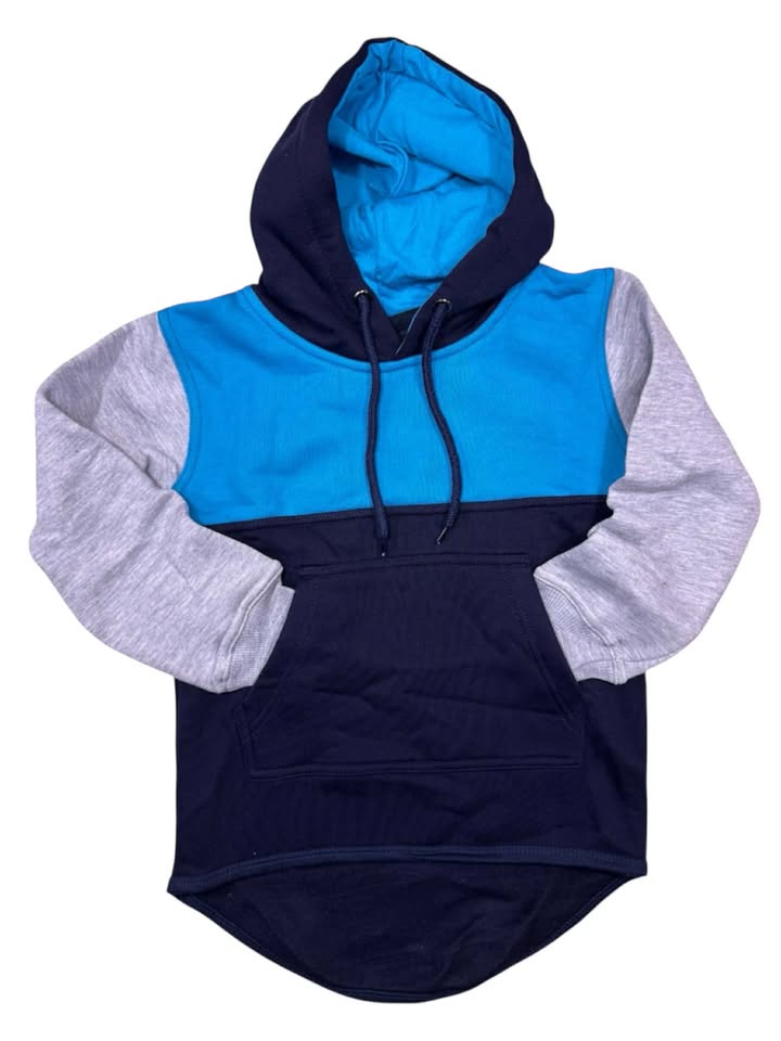 Teal, Navy, GreyLong Tail Hoodie No Zip