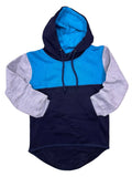 Teal, Navy, GreyLong Tail Hoodie No Zip